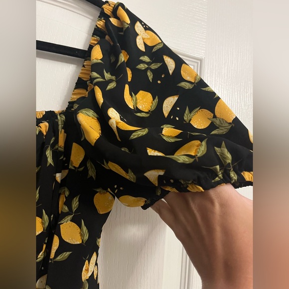 NWT Cider Lemon Milkmaid Split Knotted Shirred Slit Leg Midi Dress - Picture 8 of 14